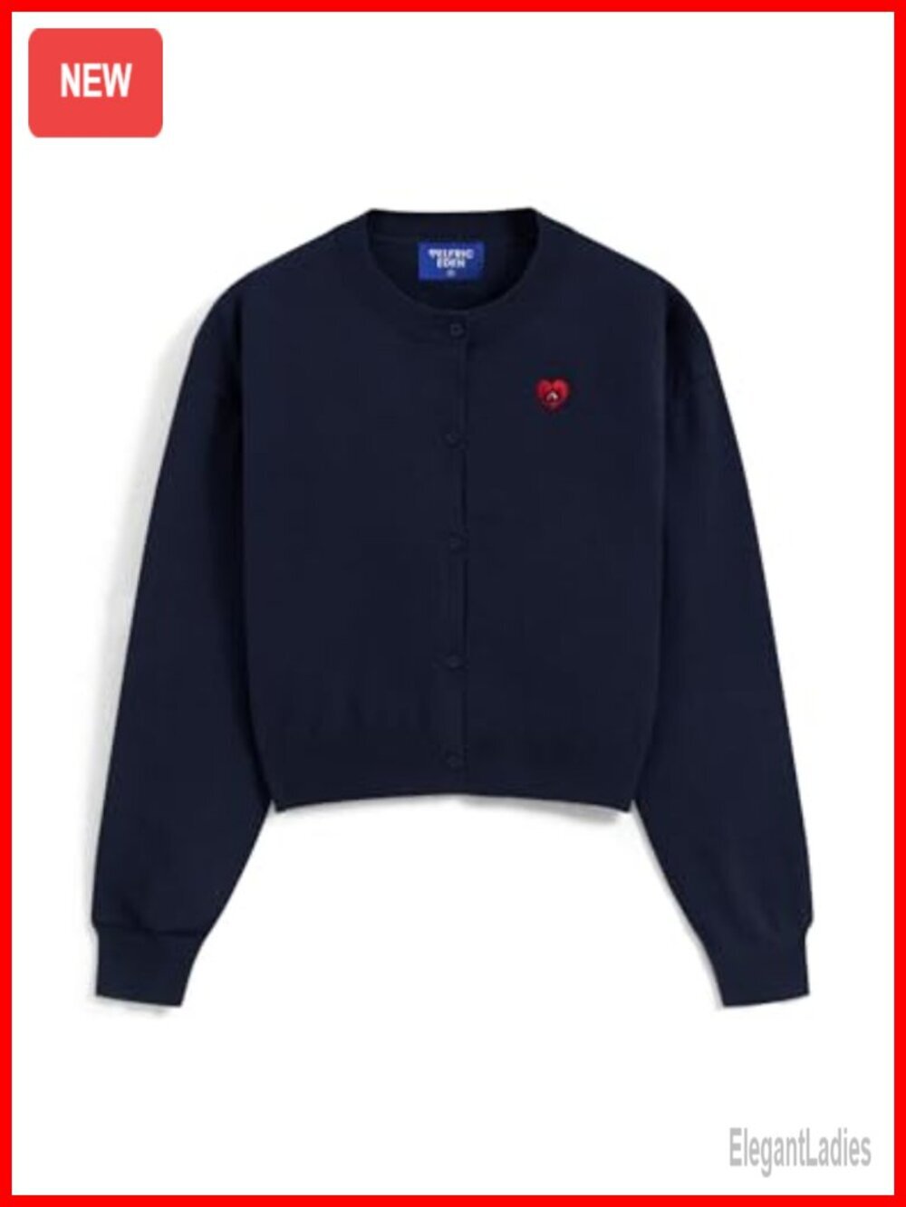 Lightweight Open Front Cardigan with Heart Embroidery | Y2K